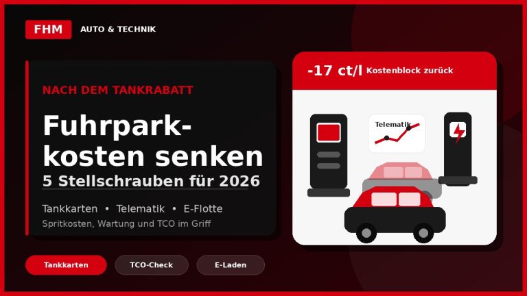 Fuhrparkkosten senken 2026: 5 Hebel nach dem Tankrabatt