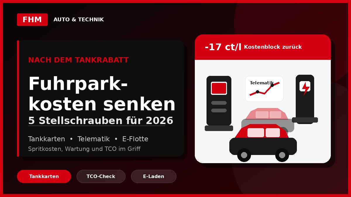Fuhrparkkosten senken 2026: 5 Hebel nach dem Tankrabatt